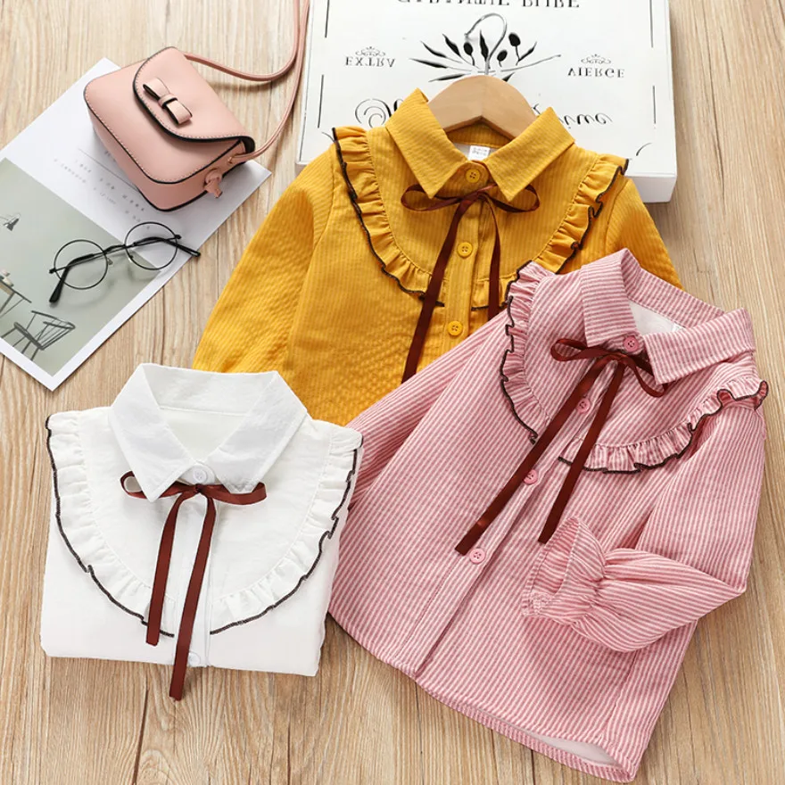 Новинка зимние блузки для девочек детские рубашки с длинным рукавом большие