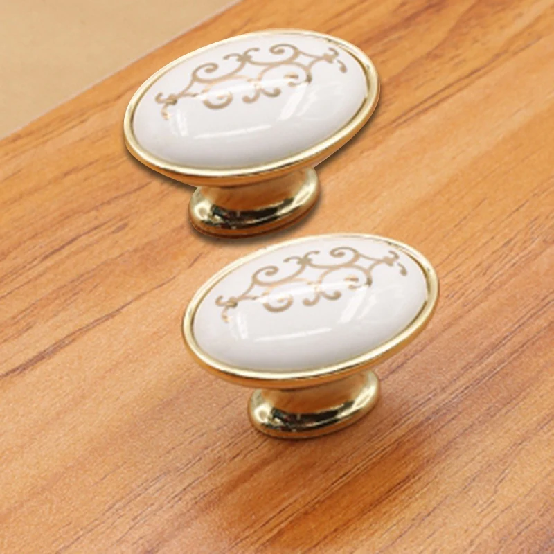 

4Pcs Zinc Alloy Ceramic Handle Drawer Door and Window Handle Double Hole Handle with Screw Handle