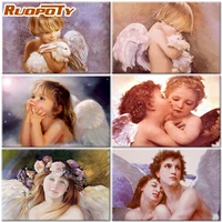 ruopoty frame angel kid painting by numbers figure oil paint by numbers on canvas frameless digital painting unique gift 60x75