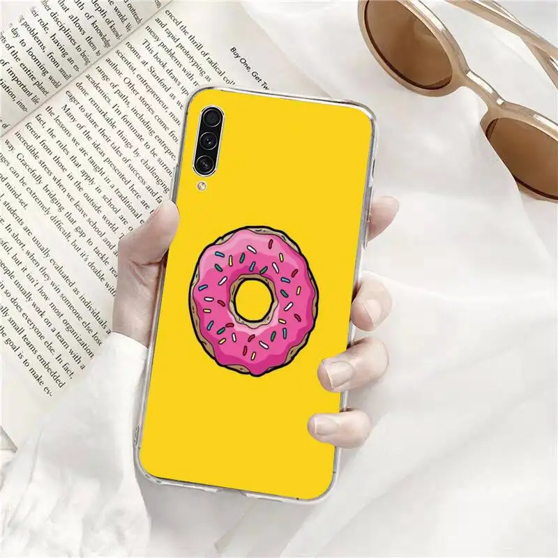 

Donut Worry Be Happy pink sweet donut Transparent for Samsung A71 S9 10 20 HUAWEI p30 40 honor 10i 8x xiaomi note 8 Pro 10t 11