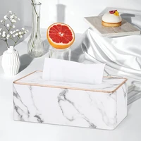 rectangular pu leather tissue box holder facial tissue case napkin dispenser for home office car auto decoration with gold line