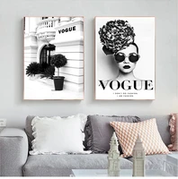 black white vogue pictures for living room home dec fashion flower woman poster and print quotes wall art canvas painting