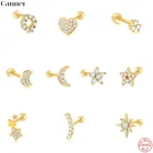 Серьги-гвоздики Canner W5 женские, Ювелирное Украшение для пирсинга из серебра с 925 пробы, завитка сердца, звезды, месяца, 1 шт.