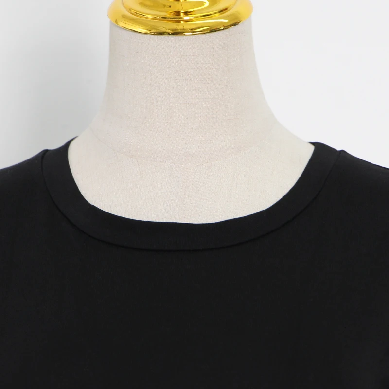 Женская футболка с оборками круглым вырезом и коротким рукавом | одежда