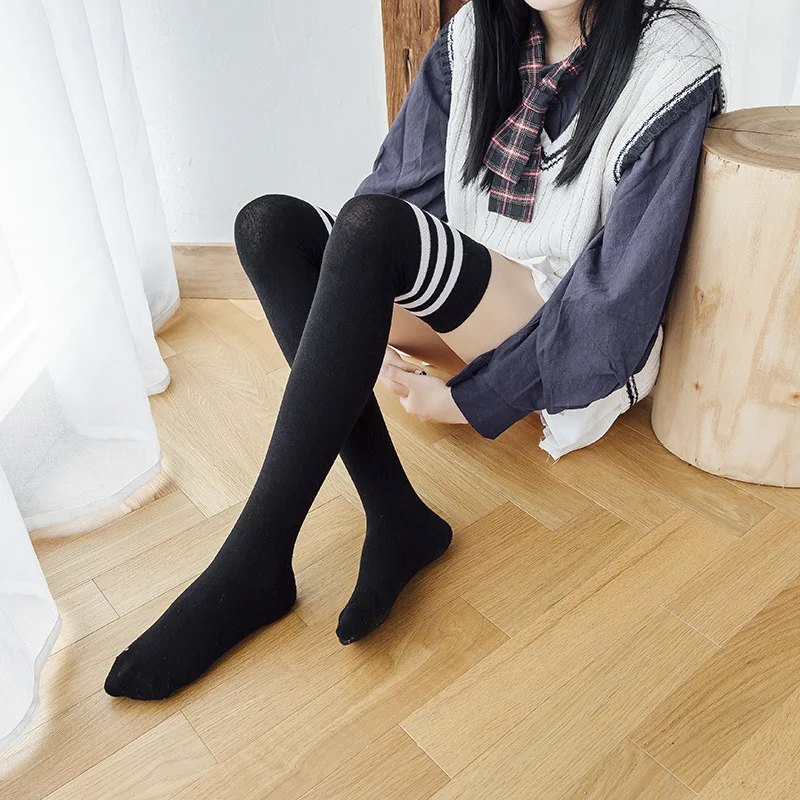 

Over Knee Socks Preppy Style Calf Socks Trendy Japan and South Korea Internet Hot Striped Knee Socks Lolita Tube Socks Female