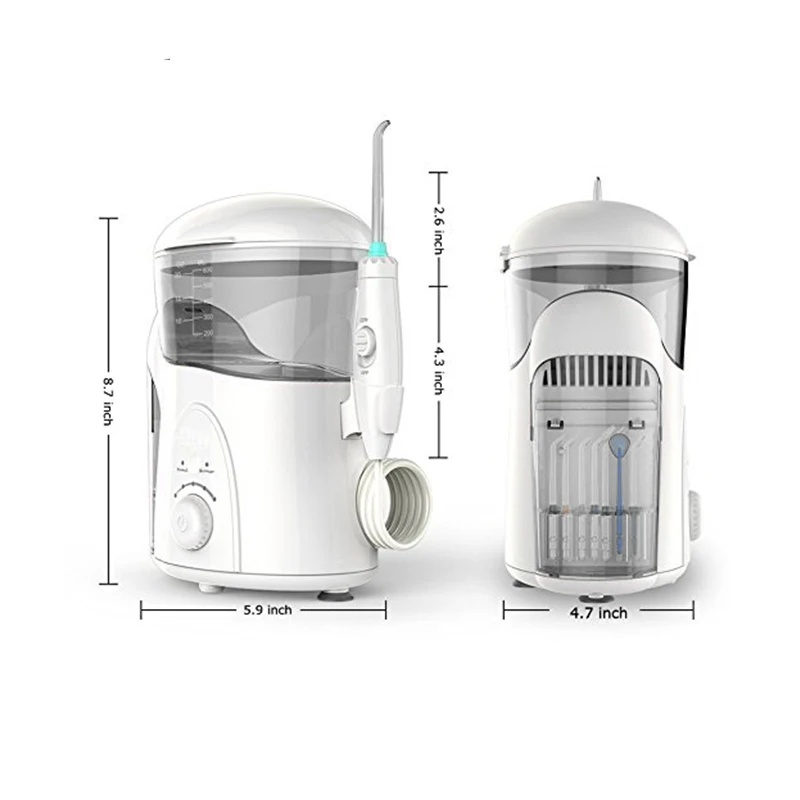 

Nicefeel Water Flosser Electric Countertop Oral Irrigator 600ML with 7 Tips for Braces Bridges Care EU Plug