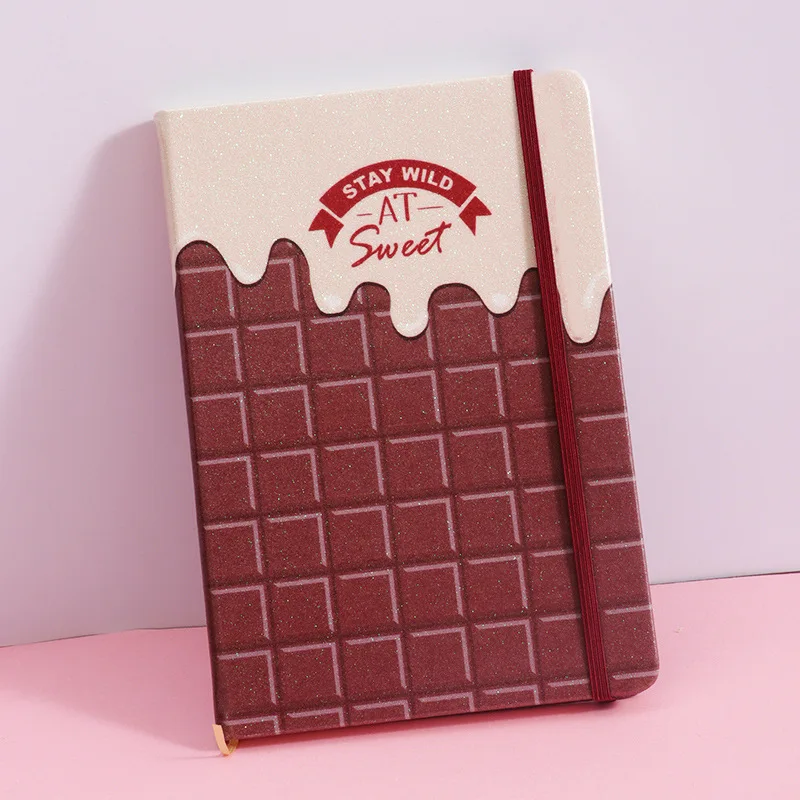 

4PCS/LOT Sweet Ice-cream Theme Colorful Band Notebook A5 A6 96 Sheets Lined Paper Free Shipping Cute School Office Diary Gift