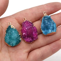 natural stone druzy agates pendants water drop shape charms for jewelry making diy necklace bracelet earrings size 20x30 25x45mm