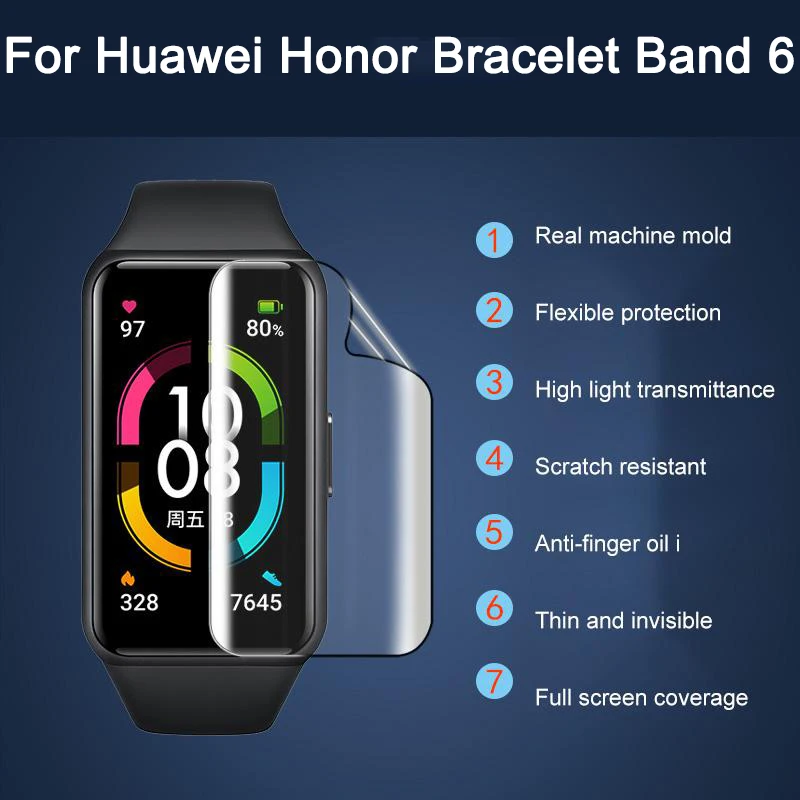 

TPU Soft Hydrogel Protective Film For Honor Band 6 Screen Protector For Huawei Honor Bracelet Band 6 Strap Not Tempered Glass