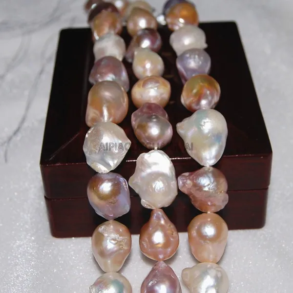 

APDGG Genuine Natural 15x20mm baroque white pink purple mix-color pearl strands loose beads women lady jewelry DIY