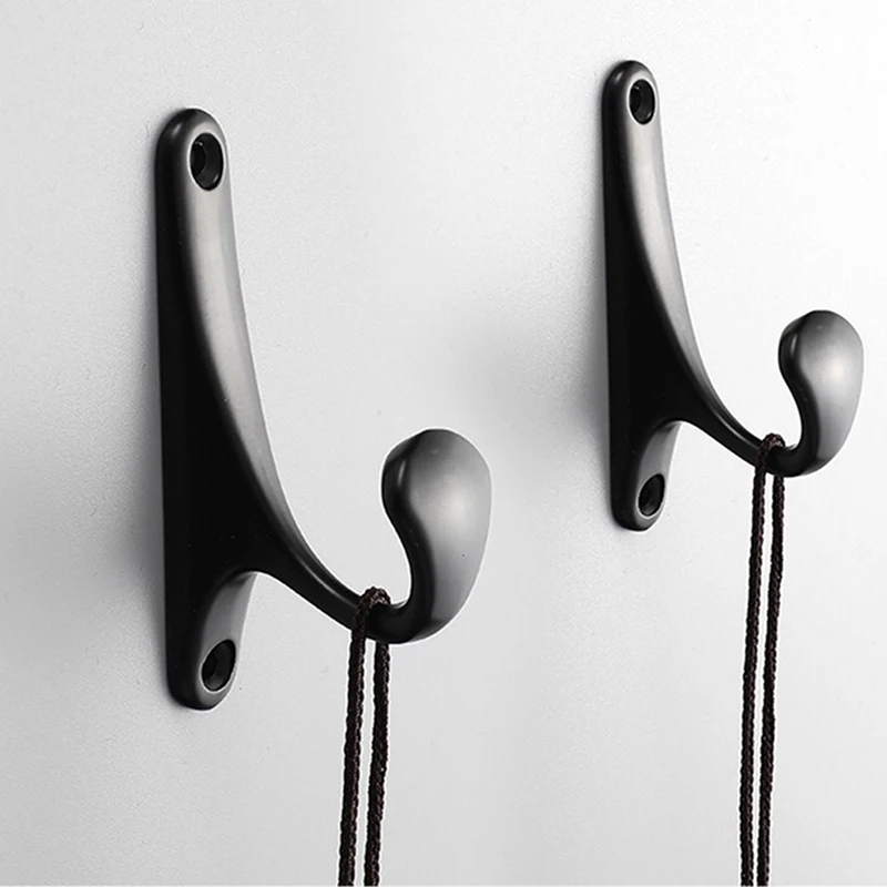 

2Pc Wall-mounted Clothes Hook Hook Heavy Duty Clothes Hook Hat Hook With 2 Screws Simple Aluminum Alloy Hook