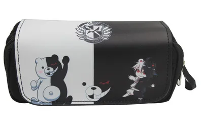 Anime Danganronpa Trigger Happy Havoc cosplay wallet Pencil case Cartoon Stationery box Black white bear accessories |