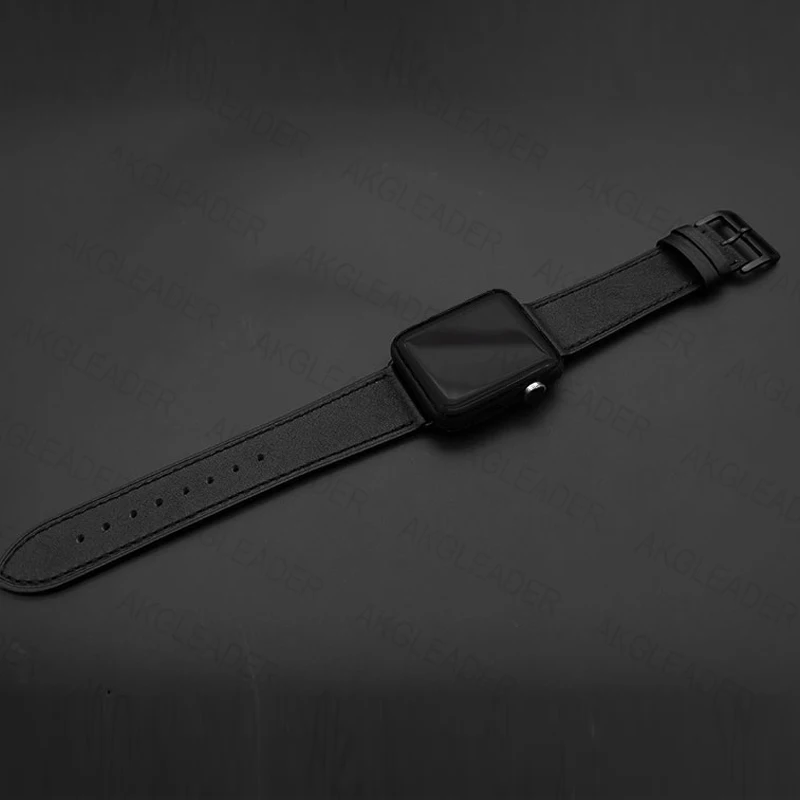 40 мм 44 черный ремешок для Apple Watch Series 5 часов браслет из натуральной кожи один