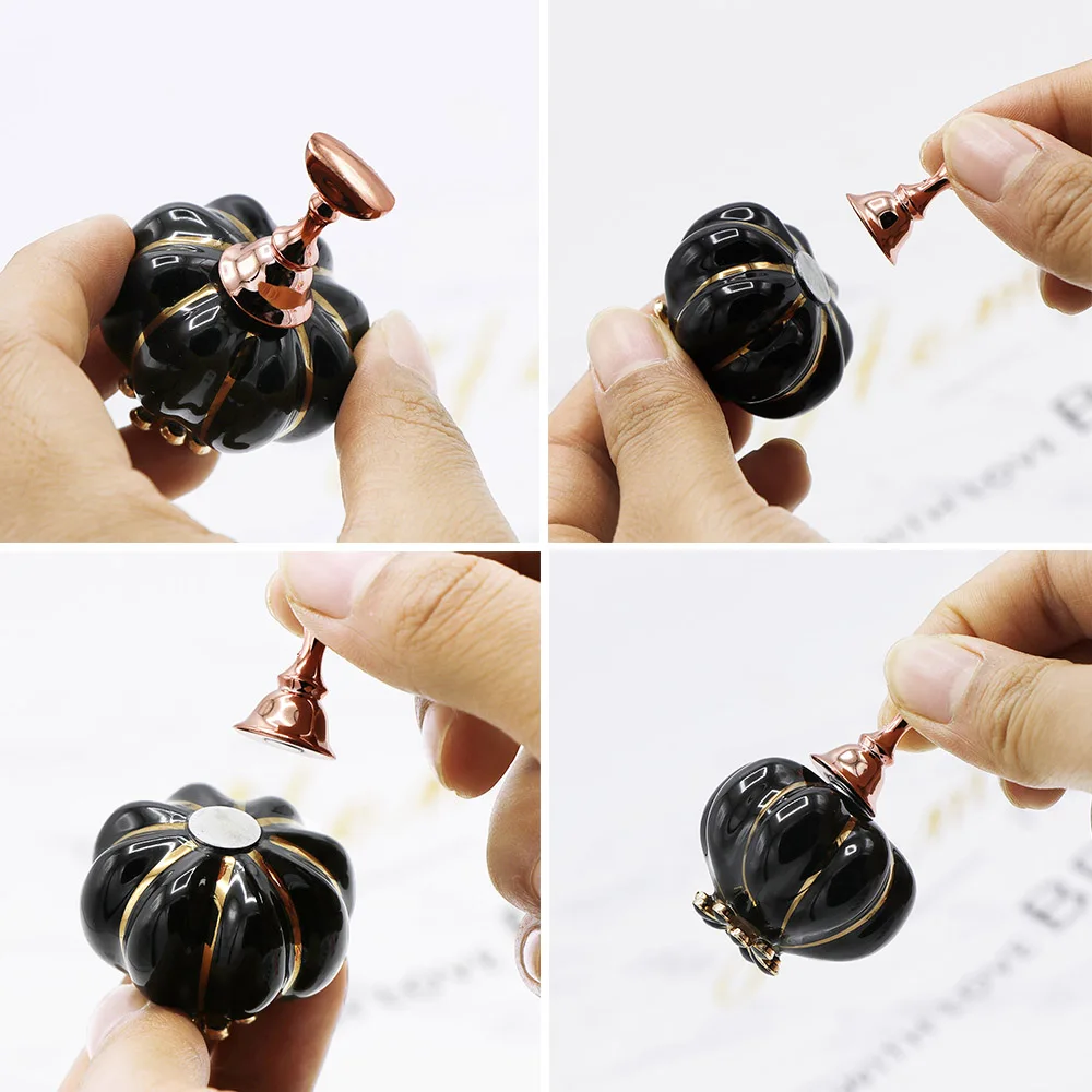 

1 Set False Nail Tips Practice Training Display Stand Black Pumpkin Magnetic Showing Practice Nail Showing Shelf Manicure Tools
