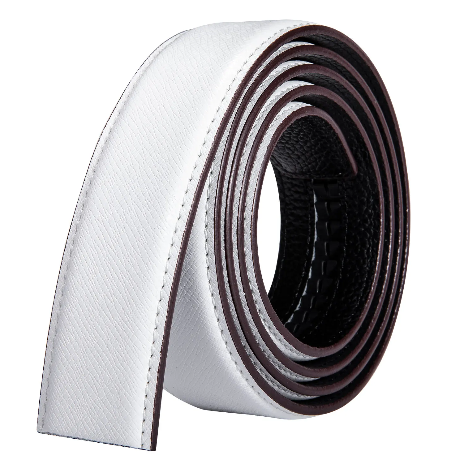 

Hi-Tie Fashion White Cowskin Genuine Leather Belts for Men Automatic Buckle Belt 3.5CM Wide Men's Replacement Ratchet Belt