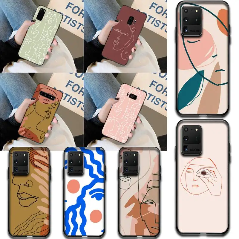 

PENGHUWAN Poster Minimalist Face artwork sketch black Phone Case Cover for Samsung S20 plus Ultra S6 S7 edge S8 S9 plus S10 5G