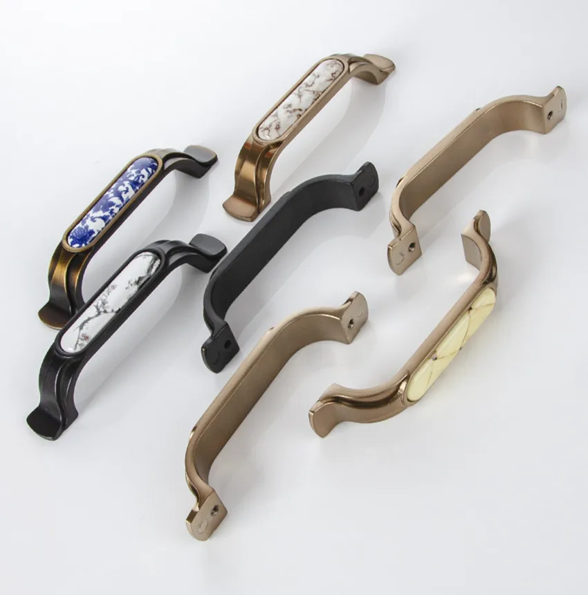 Ручка для кухонного шкафа керамическая ручка из мрамора черного и бронзового