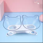 Нескользящая двойная миска для кошек с подставкой, миска для кормления кошек, миски для питомцев, домашняя миска для кошек