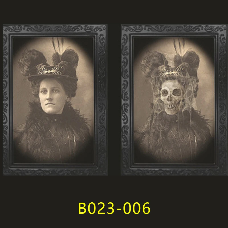 B023-006 Страшный Хэллоуин бар дом с привидениями 3D Изменение лица художественная картина рамка сценическое украшение реквизит гостиная живопись Fd - Цвет: B023-006
