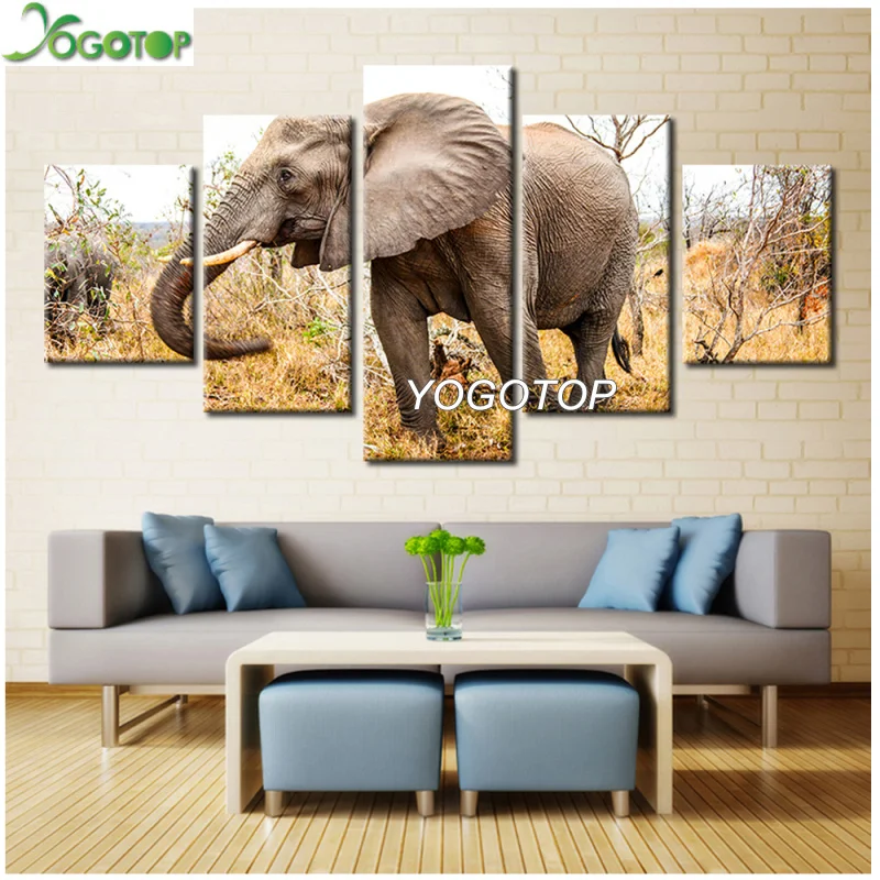 

diy Diamond Painting puzzle 5D Full Drill Mosaic Diamant Embroidery rhinestone Home Decor Elephant Animal Africa 5 Pieces ML1165