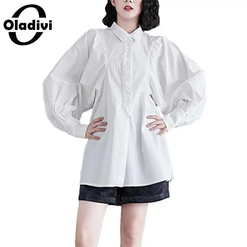 

Блузка женская однотонная с рукавами-фонариками, большого размера, 3XL, XXL
