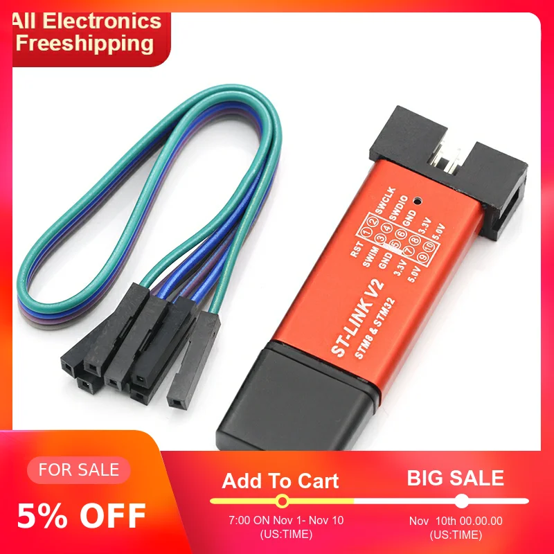 ST LINK Stlink Link V2 Mini STM8 STM32 симулятор скачать программист Программирование с крышкой