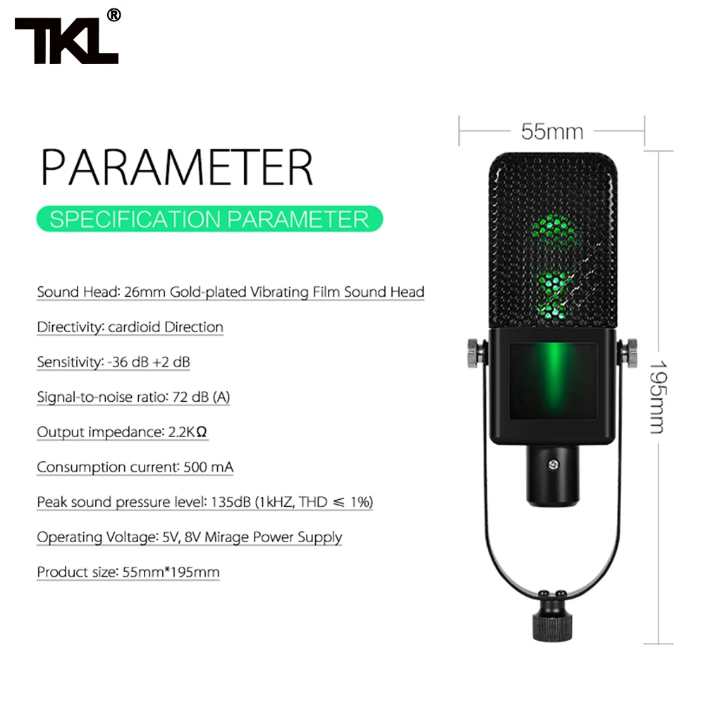 

MC1 3.5mm Wired Microphone Condenser Cardioid Large Vibrating Diaphragm for Recording Streaming YouTube Voice Overs Podcasting