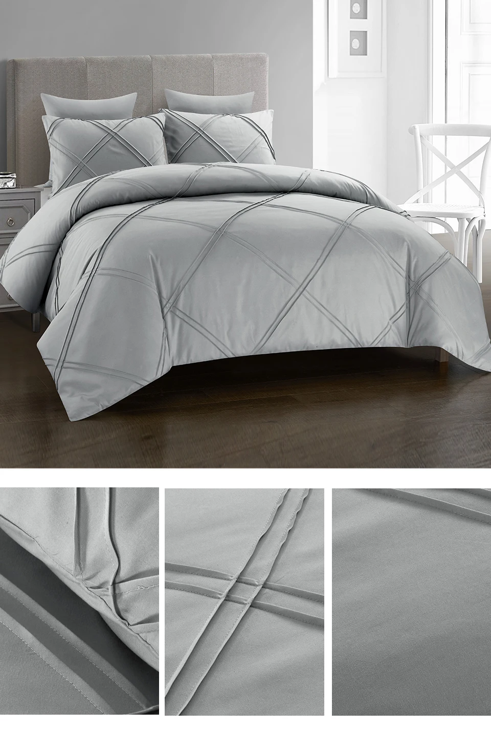 Yimeis Double Bedding Set Lattice Double Bed Linen Printing Full Size Comforter Bedding Sets 45002