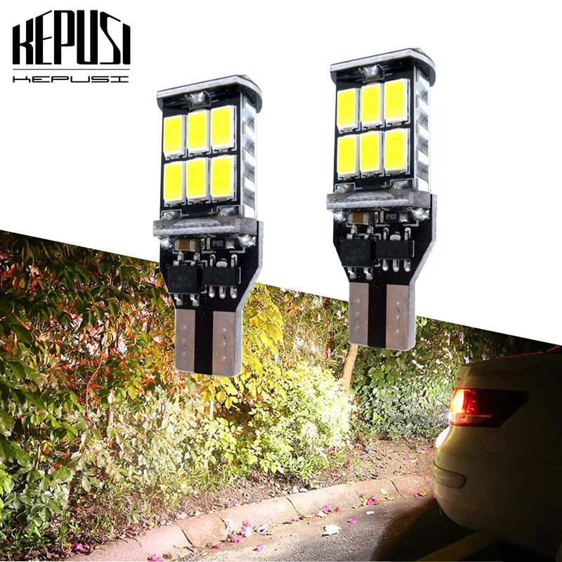 

2PCS T15 921 W16W 15 SMD 5630 LED Auto Lamp CANBUS Car Backup Reverse Lights Wide Fog Lamp Bulb Side Marker White 12V 24V