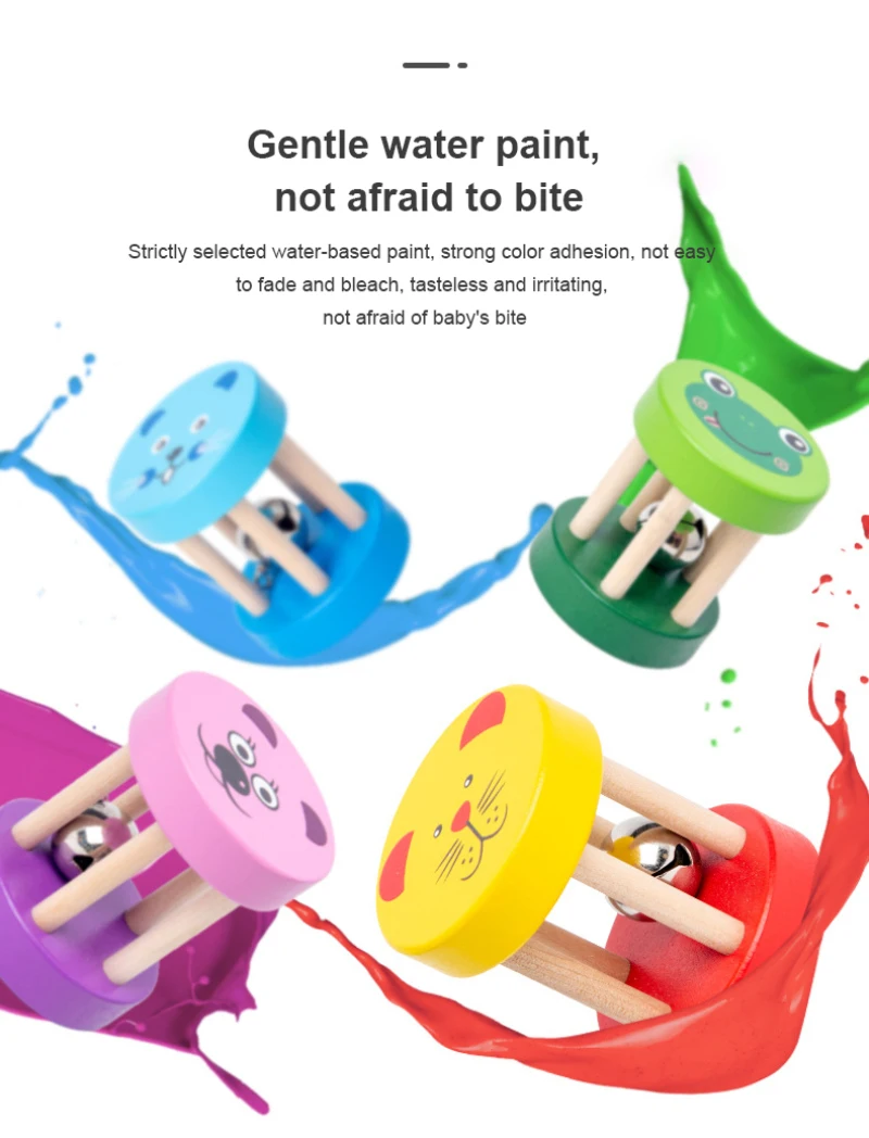 

New cartoon wooden rattles, childrens educational early education, Orff instruments, baby music toys, gifts