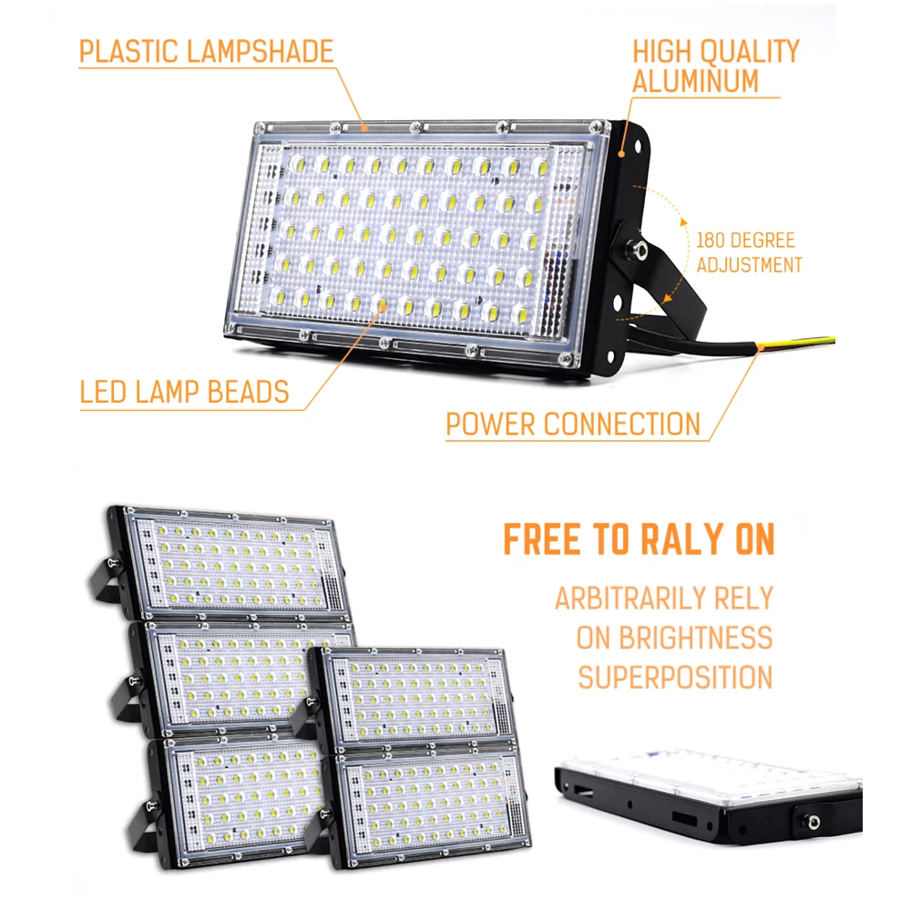 50W LED Spotlight RGB Flood Light 220V Outdoor Waterproof Floodlight DC12-85V Led Reflector led spot light with Remote Control | Лампы и