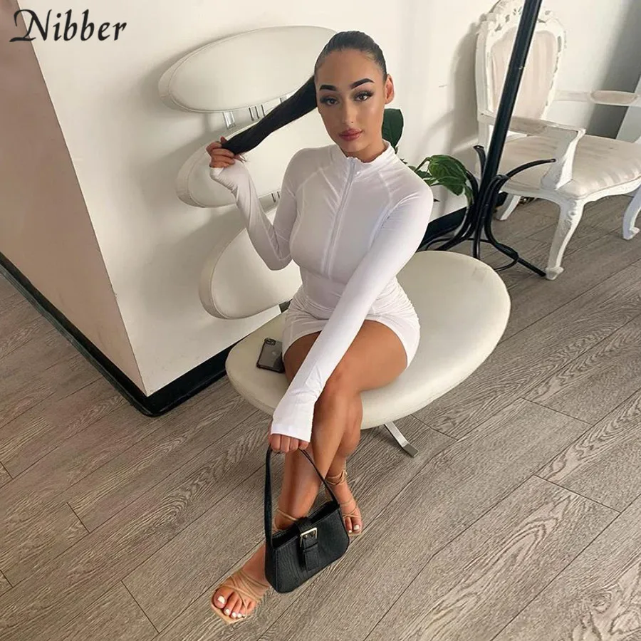 Женское Спортивное платье Nibber однотонное платье-водолазка на молнии базовая