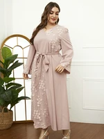 toleen women plus size large elegant maxi dresses 2022 spring pink long sleeve oversized muslim party evening festival clothing