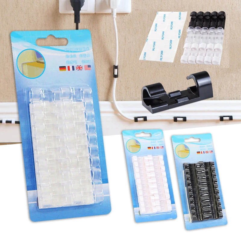 

Self-Adhesive Cable Clips Wire Holder Sticky Durable Organizer Finisher Wire Clamp Cord Management For Car Office Home H-best