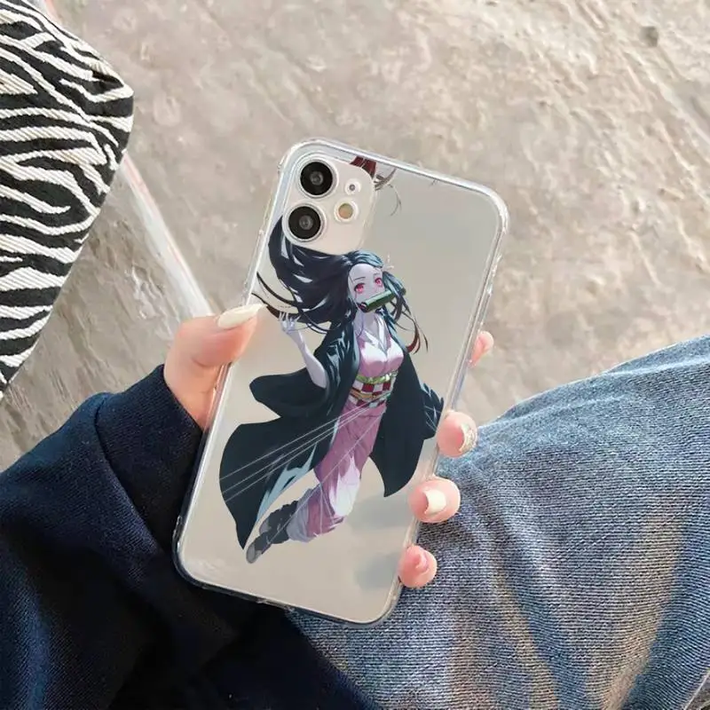 

Kimetsu No Yaiba Demon Slayer Anime Phone Case Transparent Clear for iPhone 11 12 mini pro XS MAX 7 8 6 6S Plus X 5S SE 2020 XR