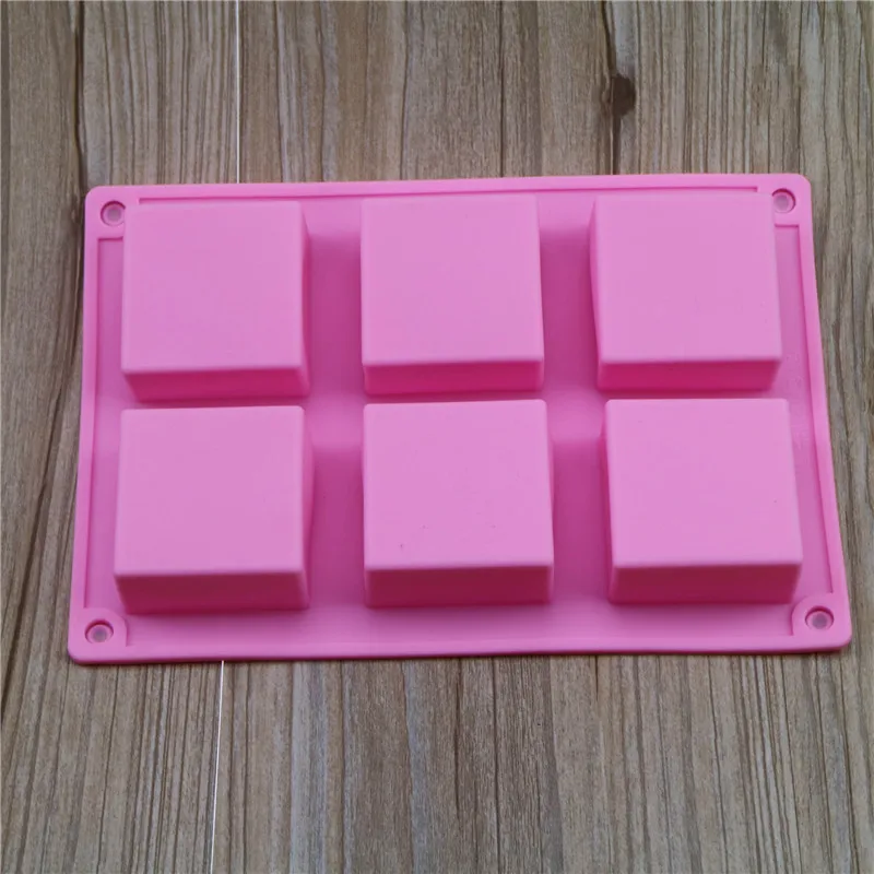 

1PC Handmade 6 Holes Lovely Square Silicone Soap Mold Soap Crafts Moulds Fondant Cake Baking Cooking Tools