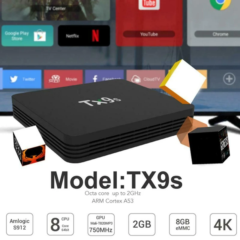 ТВ приставка TX9S Smart Android 7 1 2 ГБ/8 ГБ 4K HD 1080P H.265 4G Wi Fi медиаплеер|ТВ-приставки и