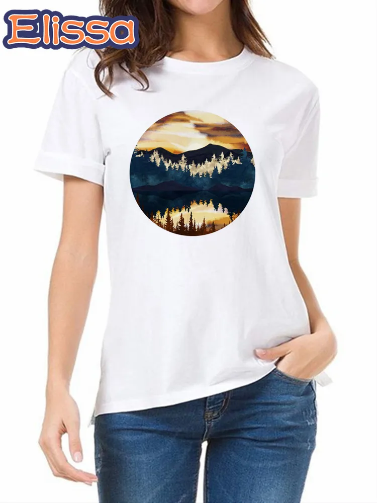 

Moon Glow print Summer Women T shirt Fashion T-Shirt Fashion Female Clothing Cute Girl T Shirt Tee Tops Streetwear