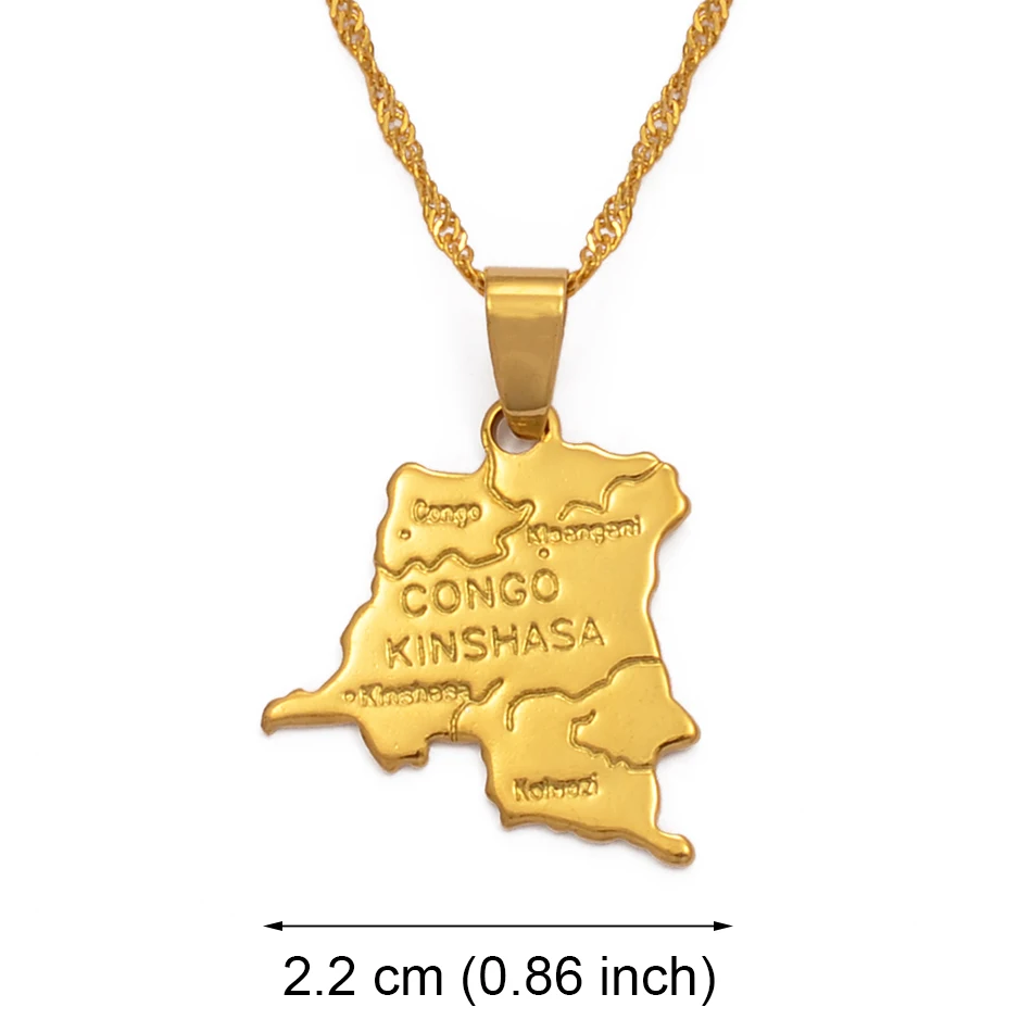 Anniyo, Корейская Республика, небольшая карта, золотой цвет, DRC, подвеска, ожерелье, цепь 45 см/60 см, ювелирные изделия для женщин, девушек#201610