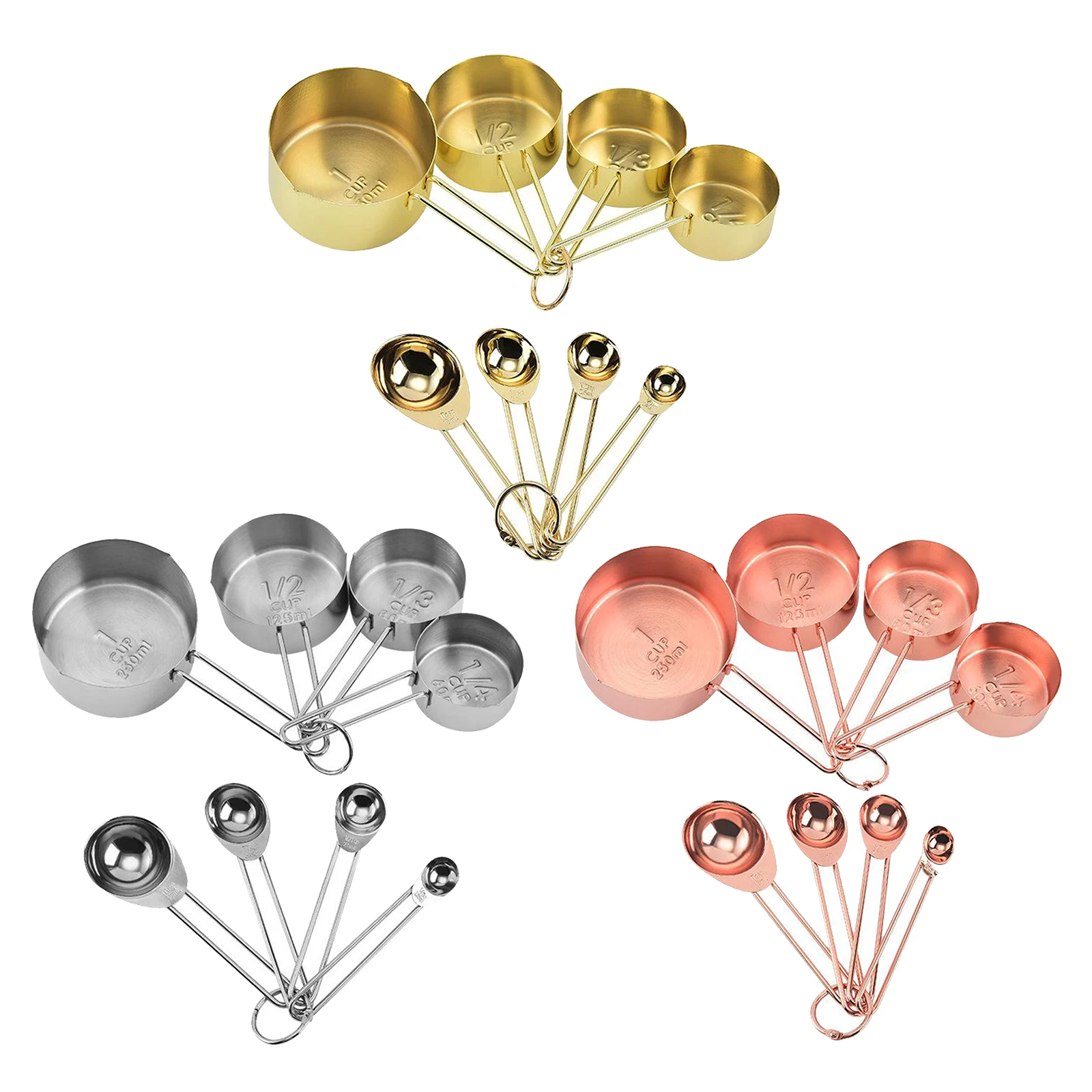 

Stackable Measuring Cups and Spoons Cooking Utensils for Liquid and Solid