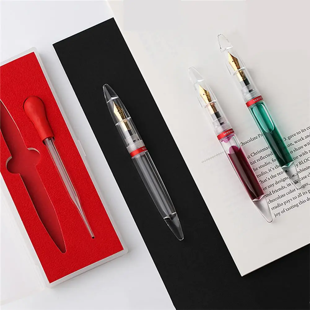 

Transparent Eye Dropper Filling Fountain Pen For Moonman M2 Large-Capacity Ink Storing Fine Nib Writing Calligraphy Pen Gift Set