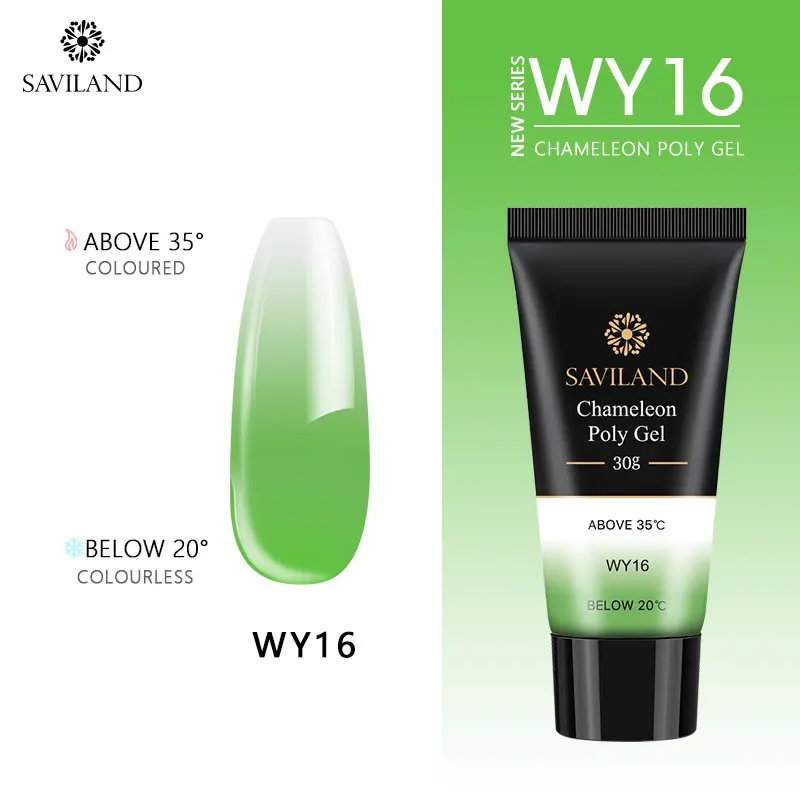30ml WY16 SAVILAND поли гель меняющий цвет 30 мл 15 мл термальный поли гель наращивание ногтей быстро желе кристалл УФ строительный гель для полировки дизайн - Цвет: 30ml WY16