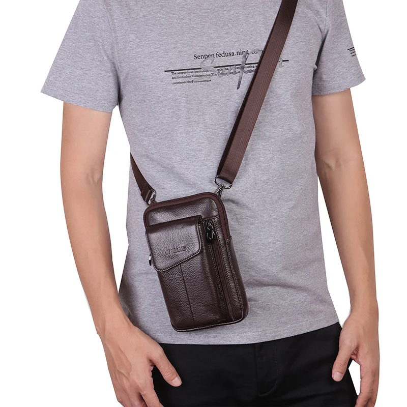 Мужской кошелек из натуральной кожи поясная сумка с крючком повседневный чехол