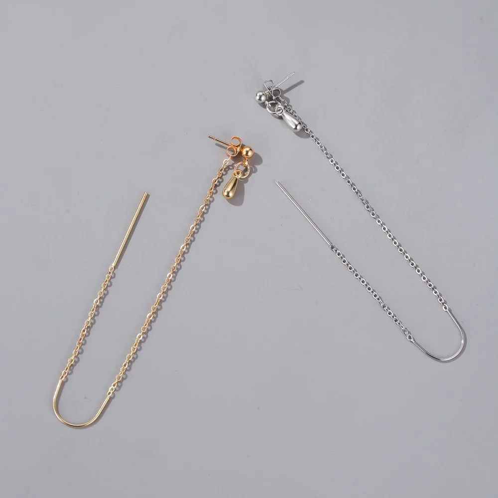 

JUMPLIM New personality simple earrings ear clip one-piece earrings women's non-perforated cold style single tassel earrings
