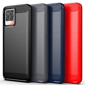 shockproof carbon fiber cover for oppo realme 8 case oppo realme 8 7 6 pro bumper silicone back case for oppo realme 8 fundas free global shipping