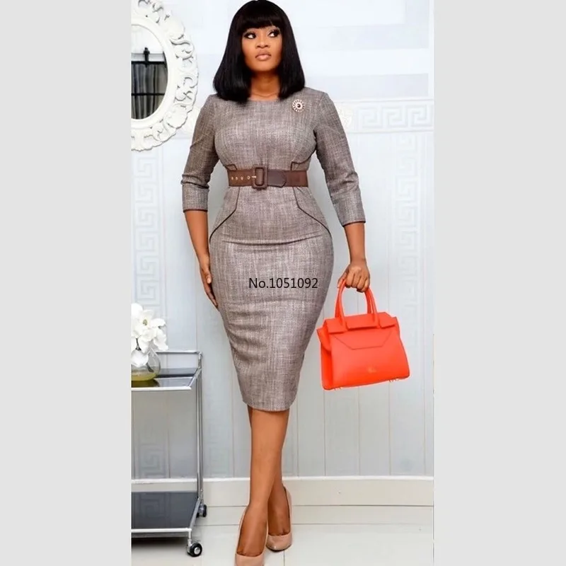 Африканская одежда 2020 элегантное красное платье женское офисное размера плюс 2XL