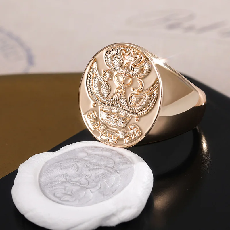 

Hip-hop Style Men's Fashion Alloy Seal Ring Double-headed Eagle Badge Jewelry Party Jewelry Anniversary Gift