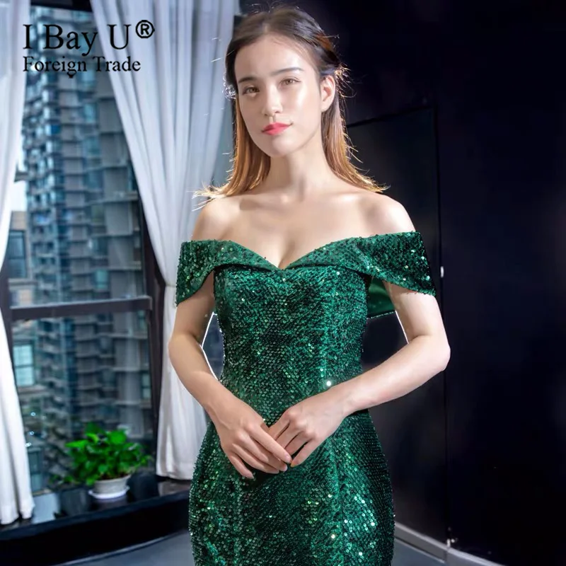 Muslim Green Sequins Mermaid Wedding Dresses Turkish Arabic Aibye African Formal Bridal Dress Moroccan Kaftans Couture Gowns