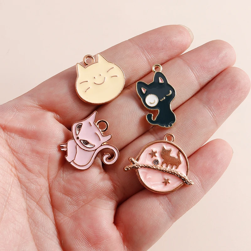 10 шт. эмалированные Подвески в виде кота | Украшения и аксессуары
