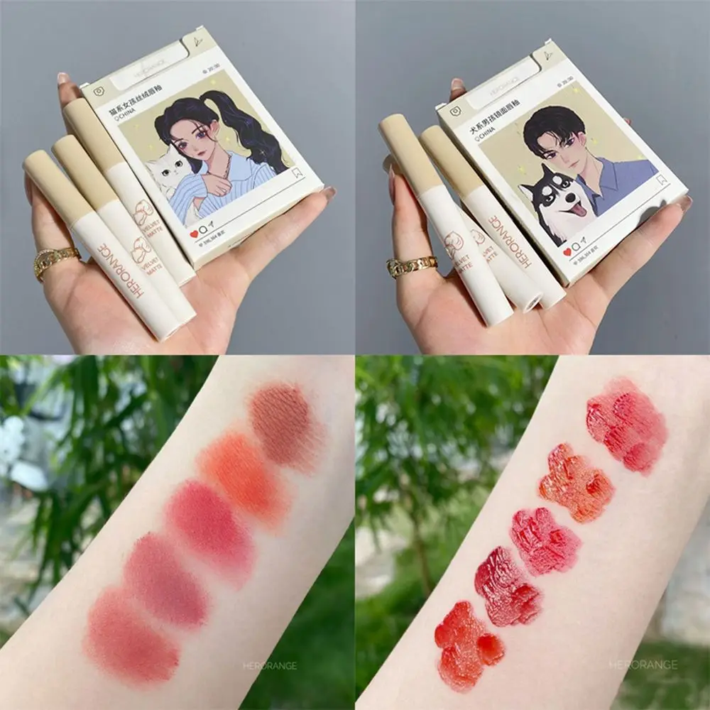 

Glossy Mositurizing Longlasting Waterproof Lip Glaze Mirror/Velvet Effect Cigarette Lipstick Lipgloss Set Lip Makeup